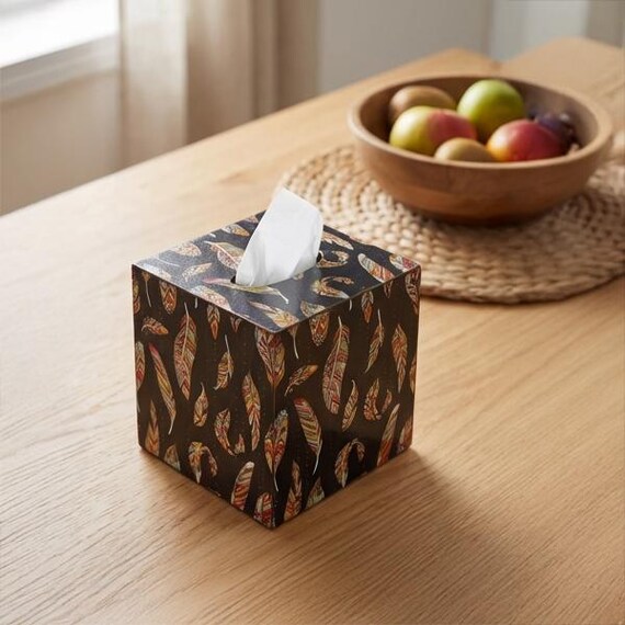 Copri Scatola Fazzoletti Quadrato In Pelle PU Con Girasole E Farfalla – Porta Kleenex Moderno Per Casa, Ufficio E Auto (13x13x14 Cm) - 5