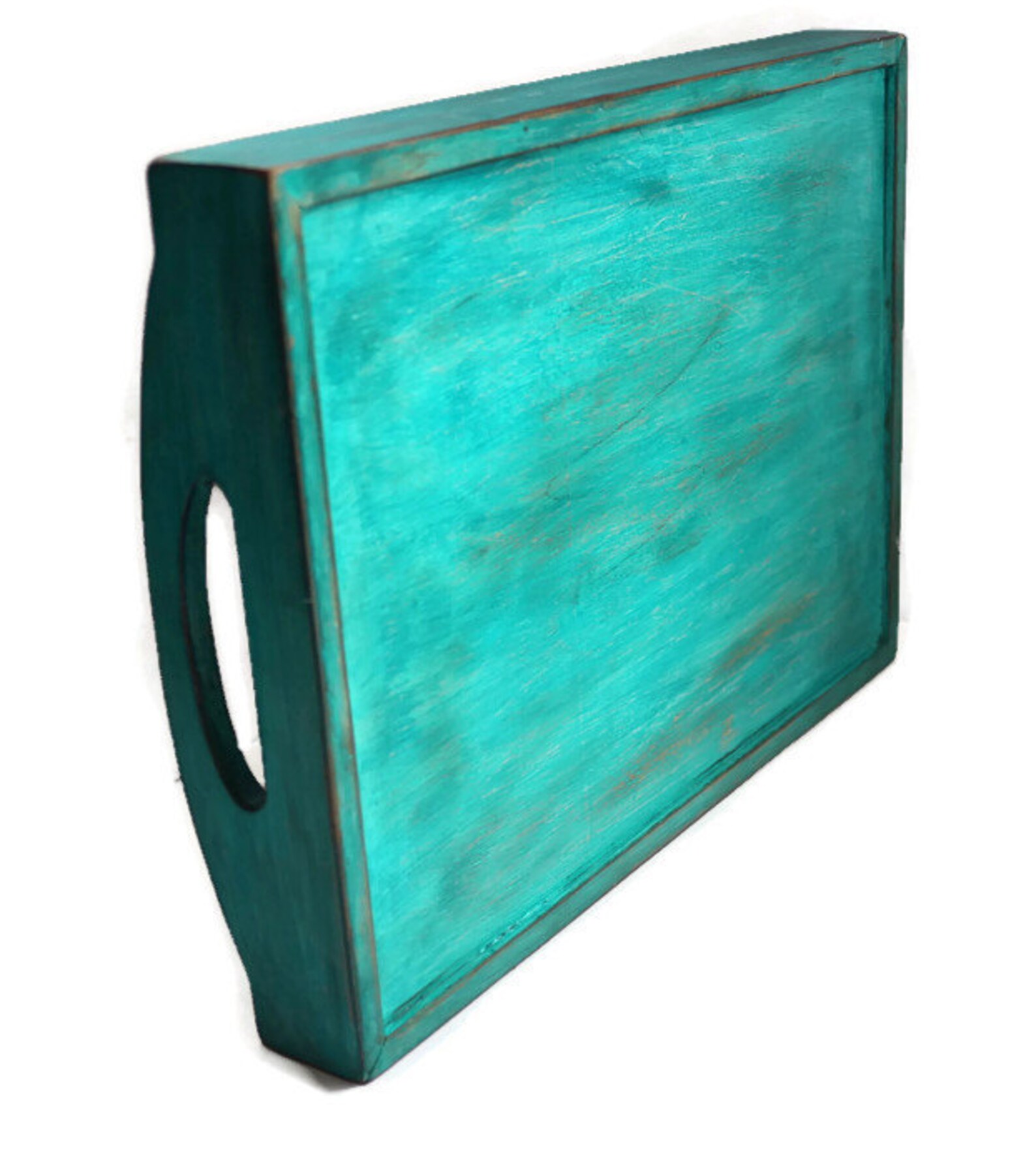 Wooden Serving Tray Turquoise Tray Shabby Chic Serving Tray Etsy