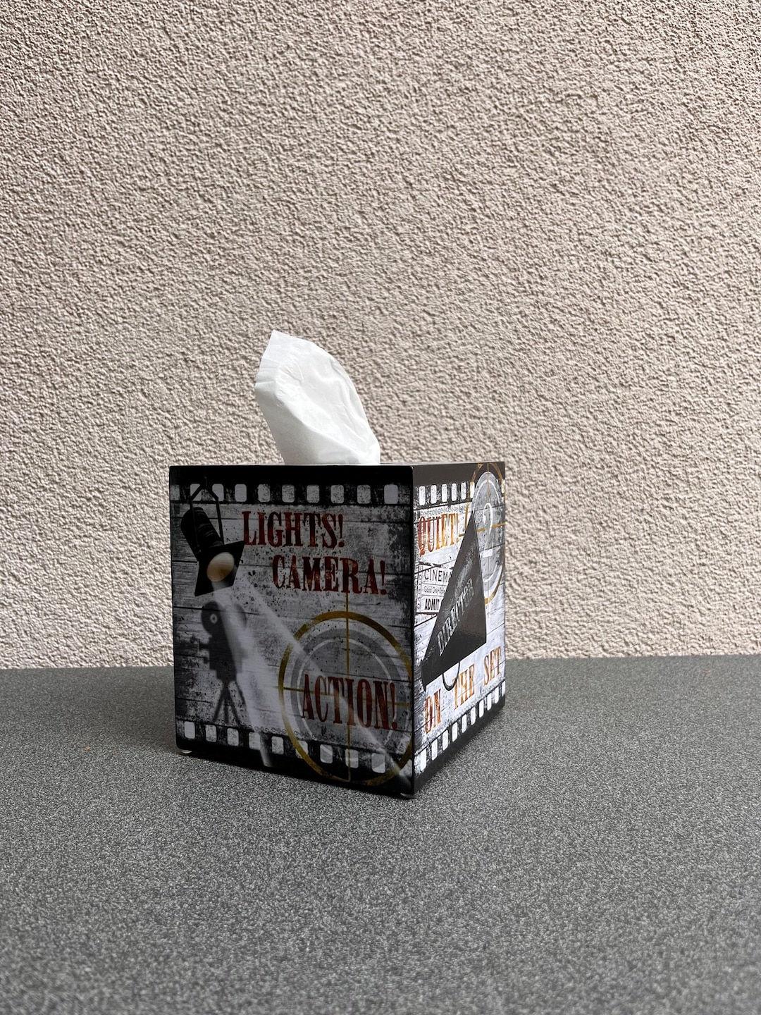 Gift for Actor Cinema Tissue Box Movie Camera Tissue Box Cover Wooden ...