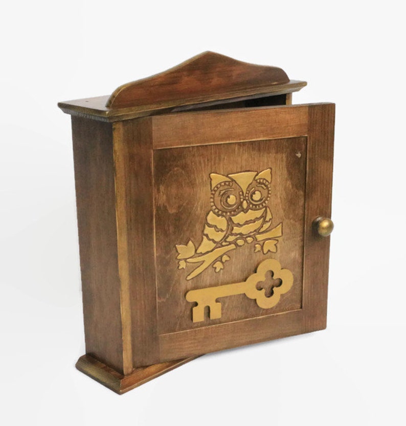 Owl Key Wooden Key Holder Key Holder Owl Key Box Etsy