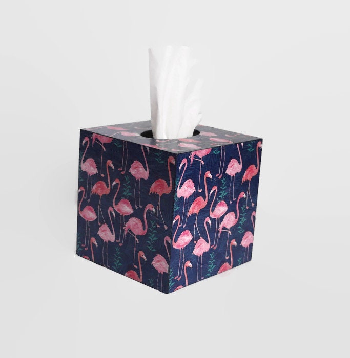 Taschentuchbox Leder Mit Flamingo-Motiv - Dekorativer Organizer Für Tisch & Bad