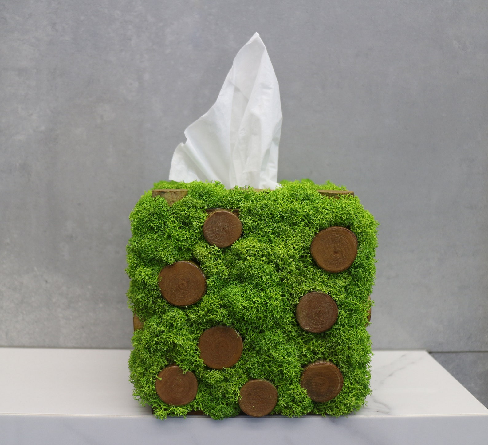 Green Moss Decor Moss Tissue Box Bathroom Accessory Rustic - Etsy