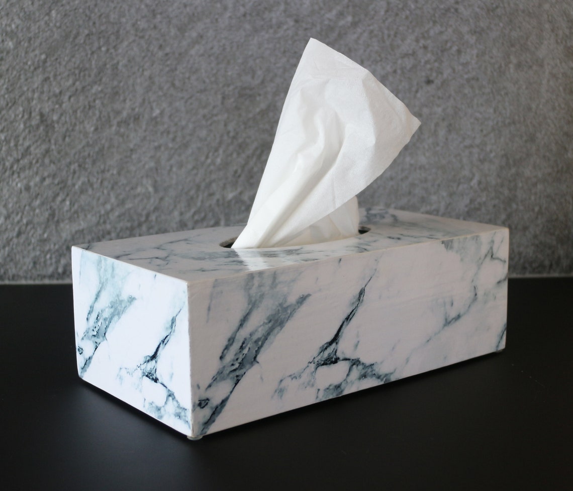 Tissue Box Cover White Marble Napkin Holder Rectangular Tissue Etsy