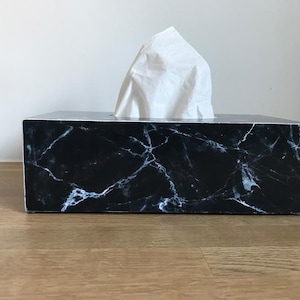 Negro&blanco mármol Mármol negro decoración Caja de pañuelos Cubierta decoración mármol Mármol Decoración de baño decoración housewarming regalo Napkin caja negra