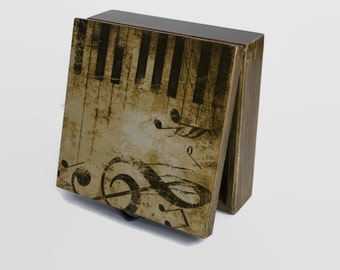 Piano box Music Gift storage box Jewelry box Music theme Shabby chic piano box Wooden decoupage box Home decor Music style Piano storage box