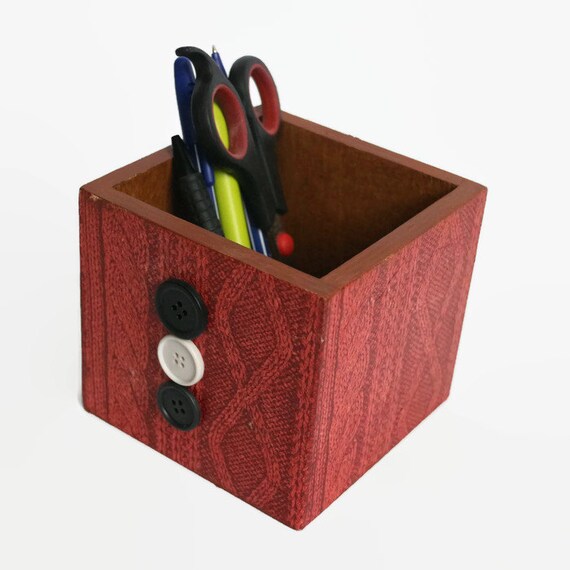 Desk Organizer Pencil Box Pen Holder Wooden 50