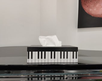 Piano home decor Tissue box cover Piano teacher gift Piano lover gift Music theme decor Musician keyboard Black tissue box Pianist gift