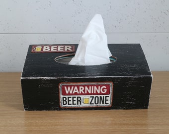 Beer lovers gift Tissue box cover beer Father's Day Beer sign Gift Dad's Gift For Men Boys room decor Garage decor Beer zone Beer organizer