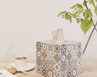 Tissue box cover Talavera Mexican Tiles Brown tiles Azulejos Brown napkin box Ceramic tiles Mexican style Bathroom decor Tissue box holder