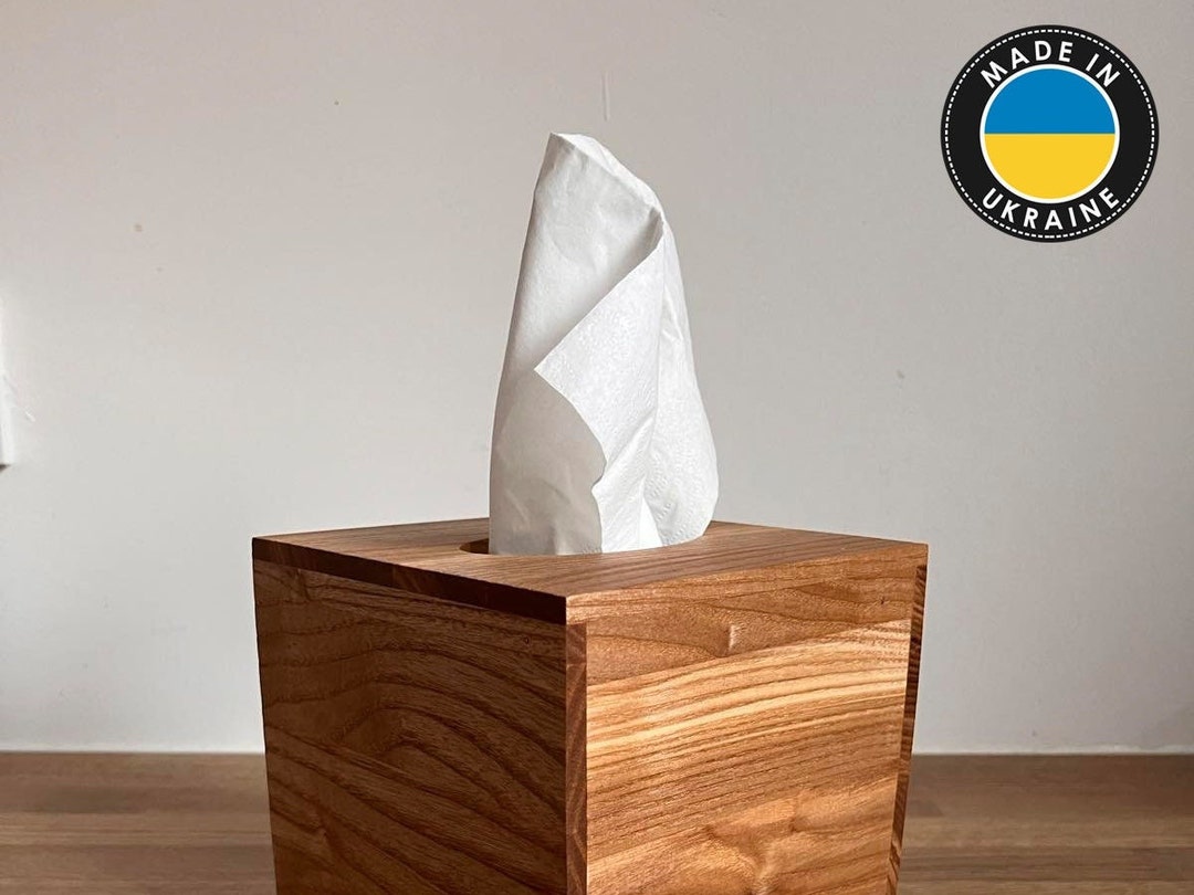 Wooden Tissue Box Cover Square Napkin Box Wooden Decor Cube Etsy
