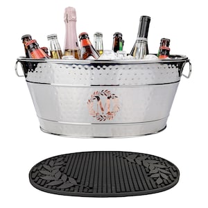 Seau à vin personnalisé pour boisson Cadeaux de mariage pour un couple, pendaison de crémaillère, douche nuptiale, anniversaire de mariage, cadeaux de fête des mères Silver with Mat