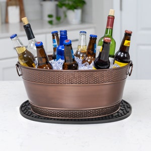 Seau à vin personnalisé pour boisson Cadeaux de mariage pour un couple, pendaison de crémaillère, douche nuptiale, anniversaire de mariage, cadeaux de fête des mères Copper with Mat