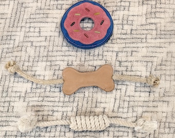Durable Dog Chew Toy Set: Leather & Jute Rope Toys