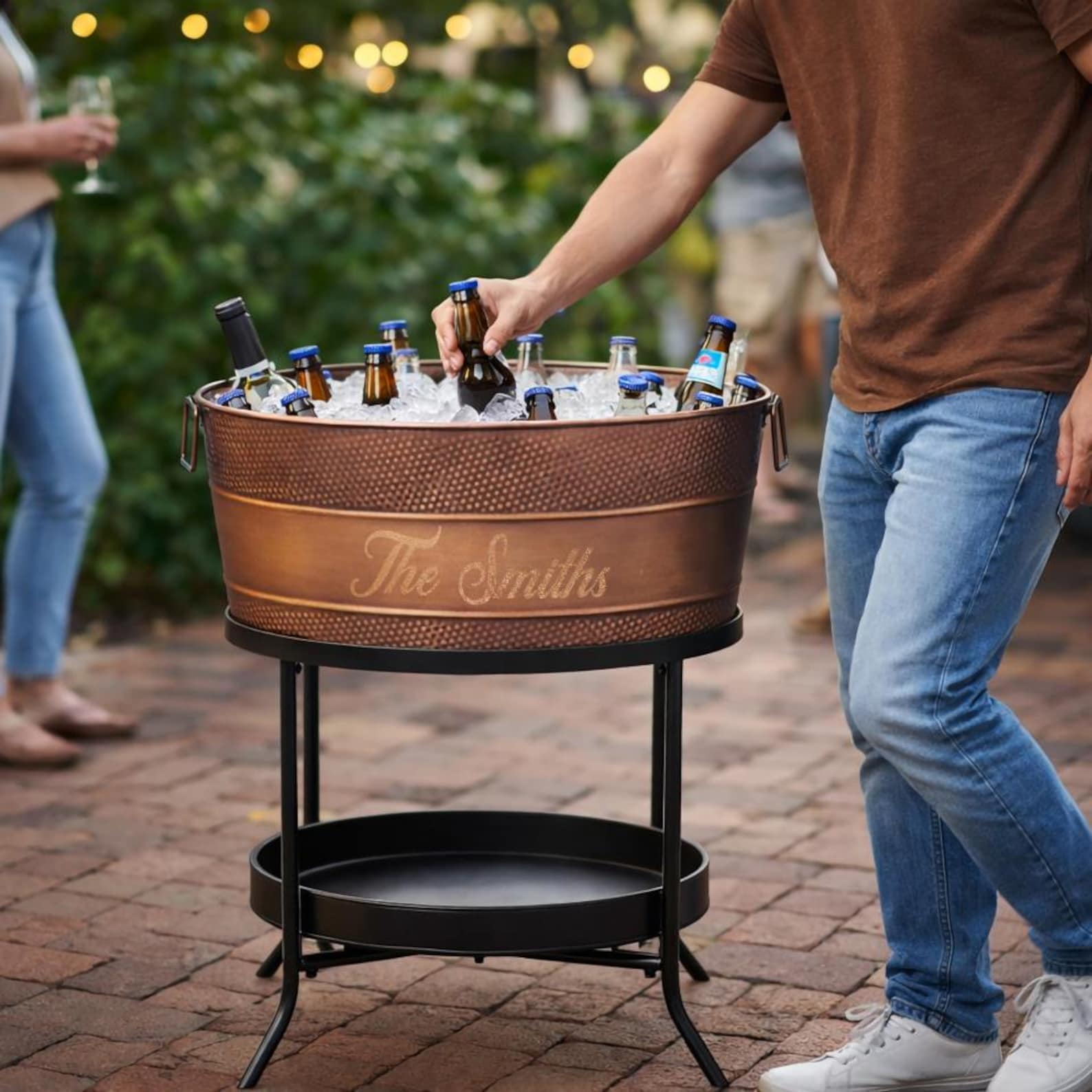 Personalized Beverage Tub with Stand, Copper
