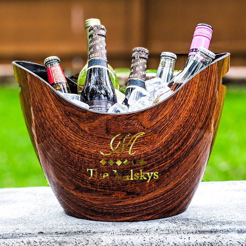 Personalized Beverage Bucket & Wine Ice Bucket Wood Design for Etsy