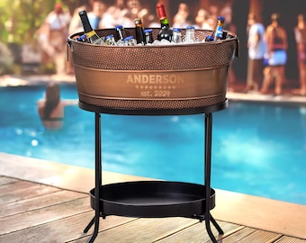 Personalized Beverage Tub with Stand, Wedding Gifts for Couple, Housewarming Cooler Bucket