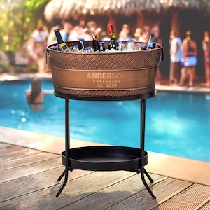 Personalized Beverage Tub with Stand, Copper Anniversary Gift, Wedding Gifts for the Couple, Bridal Shower Gifts for the Bride, Housewarming
