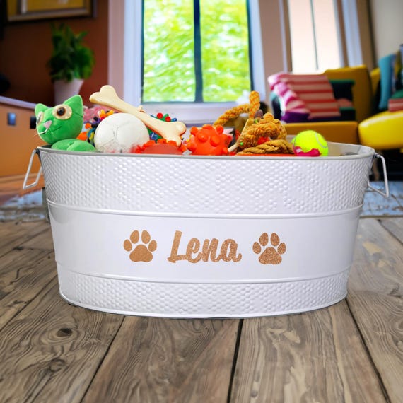Custom Metal Dog Toy Storage Bin Pet Christmas Gift Unique Gift Galvanized Toy Organizer Metal Toy Storage Pet Gifts Durable Pet Box Etsy