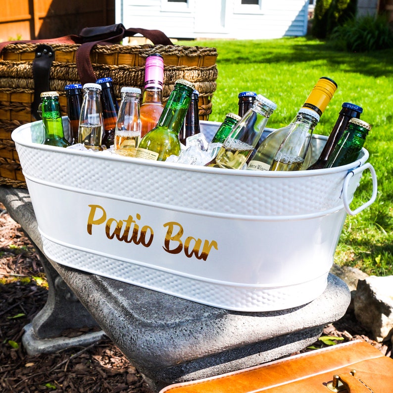 Personalized Ice Bucket Beverage Tub Hammered Stainless Etsy
