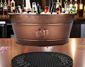 Cuve à boisson personnalisée en cuivre avec tapis de réception isolé