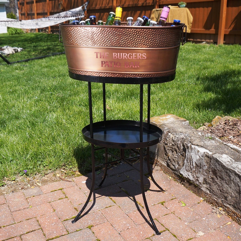 Personalized Beverage Tub with Stand w Copper Finish for Etsy