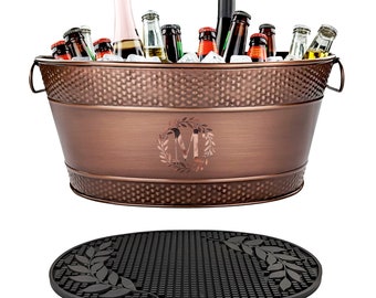 Personalized Beverage Tub with Insulated Party Mat- Anniversary Gifts, Wedding gifts, Housewarming, Gifts for the Couple, Congratulations