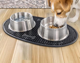 Stainless Steel Pet Bowls with Non-Slip Waterproof Mat
