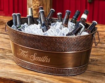 Personalized Copper Beverage Tub with Stand, Wedding Gifts for the Couples, 2026 Anniversary Gift