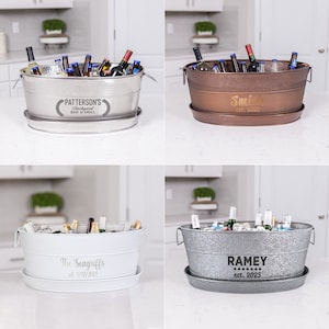 Personalized Beverage Tub with Stand for Wedding Gift for Couple, Housewarming, Bridal Shower Gift, Copper Anniversary Party Gifts, Unique
