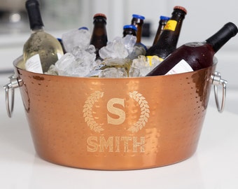 Mothers Day Gifts Personalized Wine Tub Ice Bucket- Copper Anniversary / Wedding / Birthday /Engagement / Housewarming Gift for Couple