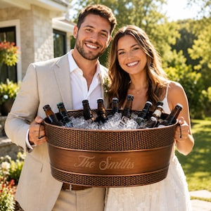 Personalized Copper Beverage Tub with Stand, Wedding Gifts for the Couples, 2026 Anniversary Gift