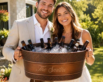 Personalized Copper Beverage Tub with Stand, Wedding Gifts for the Couples, 2026 Anniversary Gift