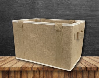 Ecofriendly Multipurpose Folding Shopping Basket Utility Basket Laundry Basket made out of Jute / Burlap Vegan