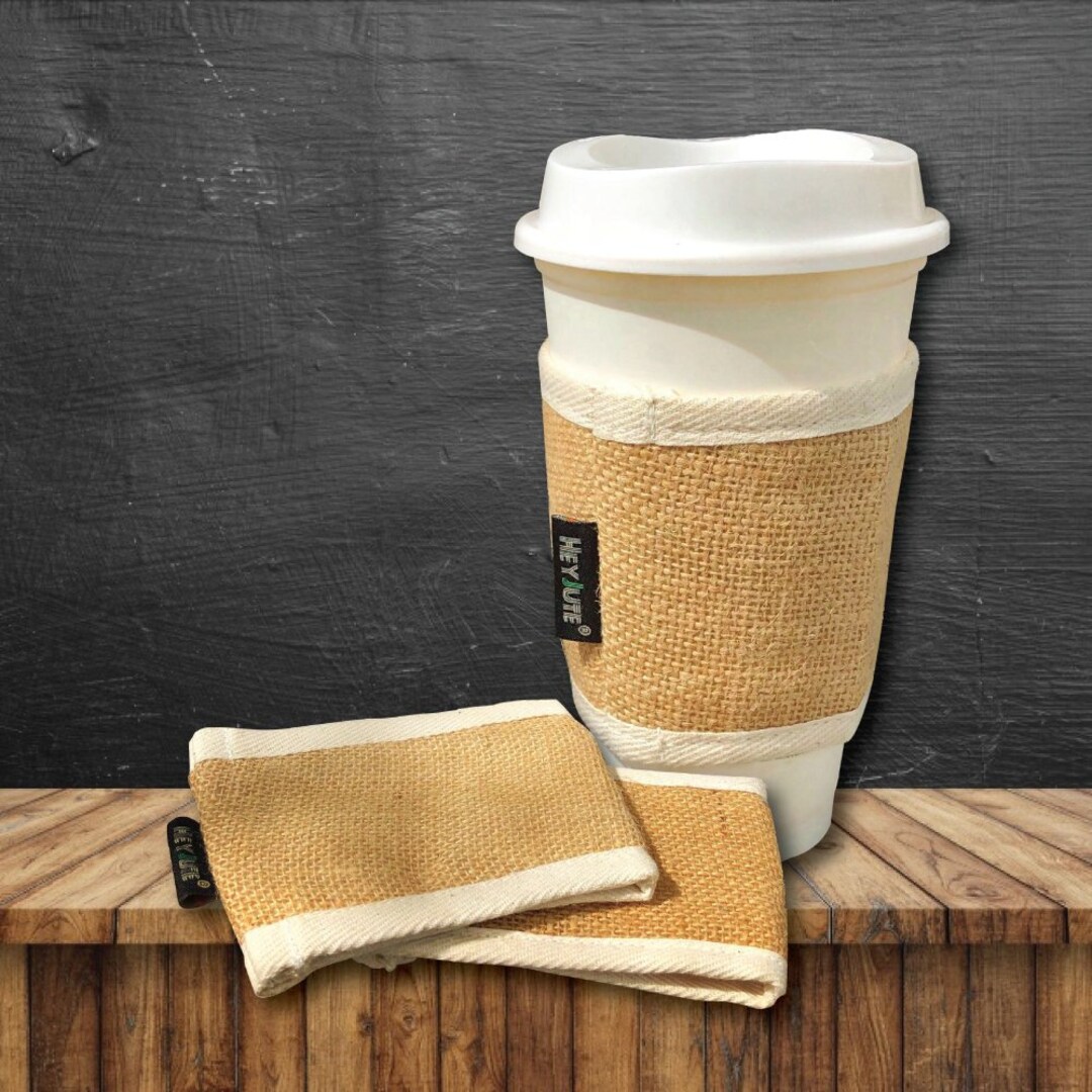 Coffee Cup Sleeve Reusable Sustainable Handmade Jute Burlap Fabric pair of 2 Etsy Australia