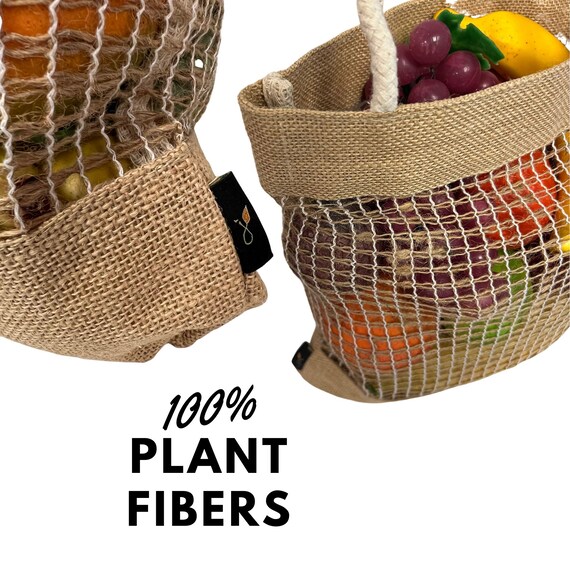 Produce Jute Net Bag Reusable Sustainable Handmade Burlap Vegan