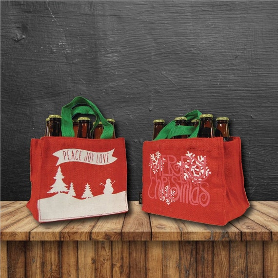 2022 6pack Christmas Bottles Pair Of Two 6-Pack Beer Bottle Bag. Christmas Beer Carrier | Etsy