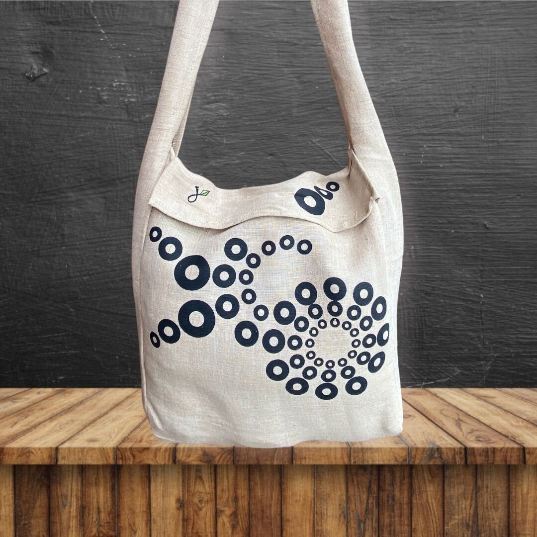 Ecofriendly Sling Shoulder Bag Hand made of Jute black Circles Etsy Australia