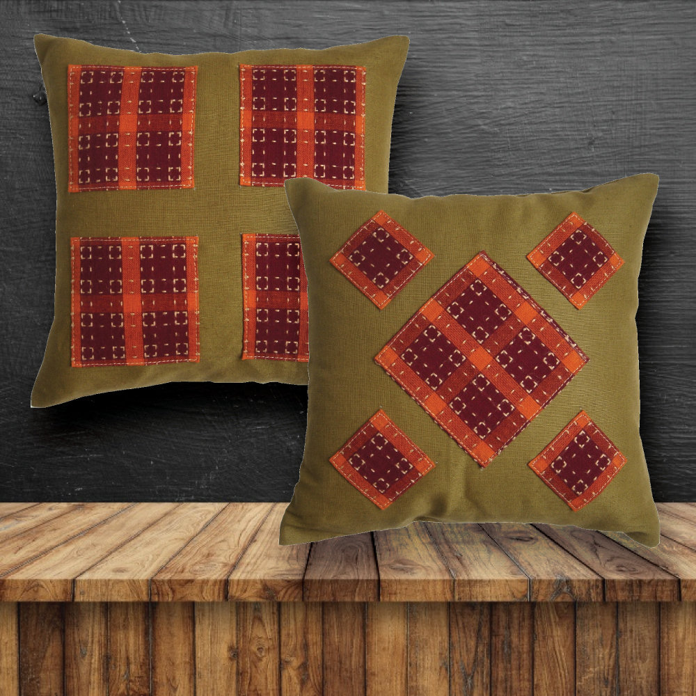 Jute Green Burlap Eco Cushion Covers Handmade With Love Etsy