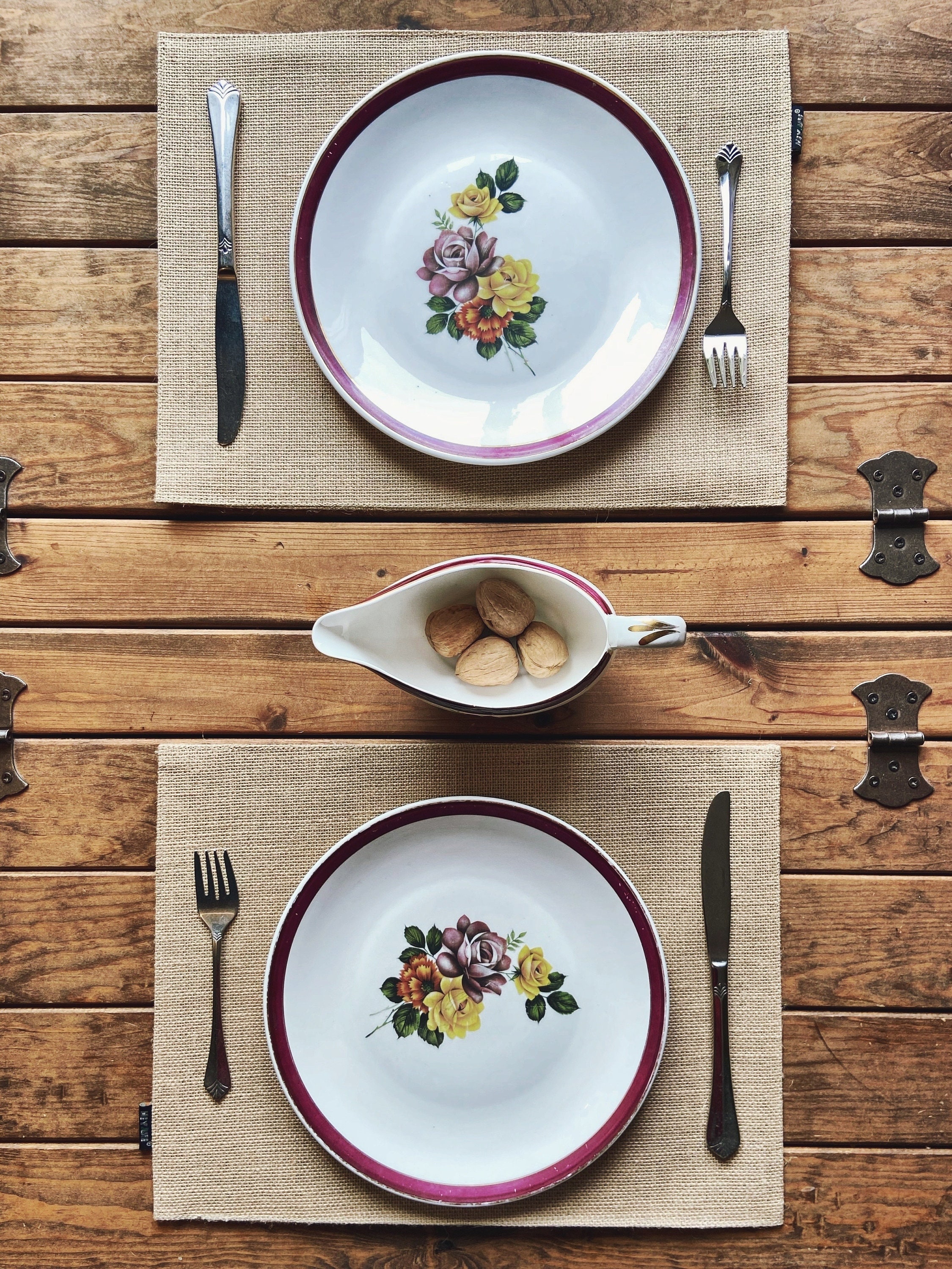 Pair of Two Placemats, Table Mats, Dinner Mats Handmade of Jute, Burlap