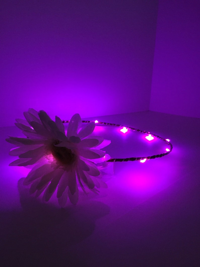 Large White daisy with Pink LED flower crown | Etsy