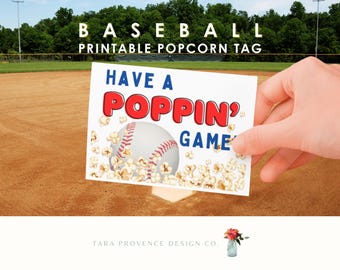 Team Popcorn Tag decoration Baseball team travel mom sign Printable Travel Snack Tag Gift Gameday Tournament Team Popcorn Printable