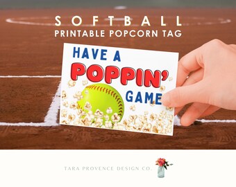 Team Popcorn Tag decoration Softball team travel mom sign Printable Travel Snack Tag Gift Gameday Tournament Team Popcorn Printable