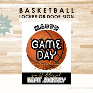Editable Basketball Locker decoration name tag Basketball team travel Basketball mom sign Printable Customize Canva Basketball Travel