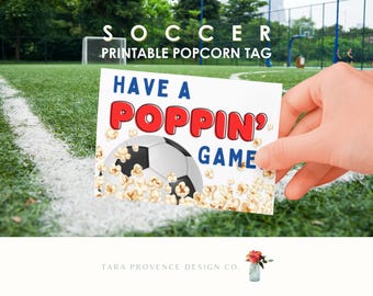 Team Popcorn Tag decoration Soccer team travel mom sign Printable Travel Snack Tag Gift Gameday Tournament Team Popcorn Printable