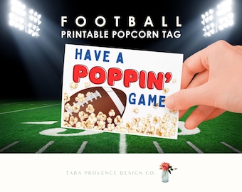 Team Popcorn Tag decoration Football team travel mom sign Printable Travel Snack Tag Gift Gameday Tournament Team Popcorn Printable