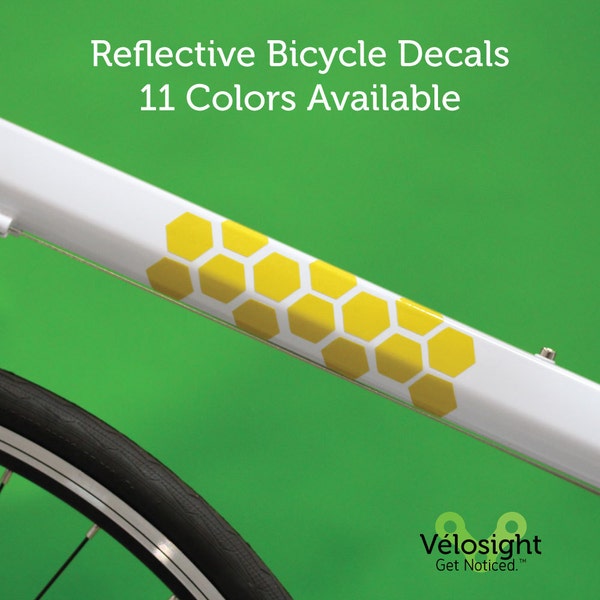 Reflective Bicycle Decals and Bike Helmet Stickers Honeycomb Velosight™ - 11 color options to match bike accessories