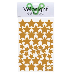 Reflective Bicycle Decals and Bike Helmet Stickers Velosight™ Stars Decals - Gold - Free US Shipping