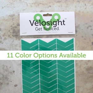Chevron Velosight™ Reflective Bicycle Decals and Bike Helmet Stickers - 11 color options to match bike accessories