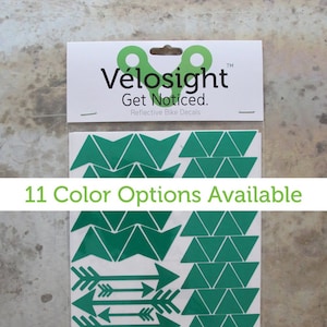 Reflective Bike Decals and Bike Helmet Stickers - On Target Arrow Velosight™ Decals for Bike Accessories Scooter Motorcycle Safety 11 colors