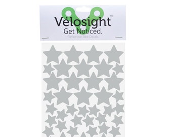 Reflective Bicycle Decals and Bike Helmet Stickers Velosight™ Stars Decals - White/Silver - Free US Shipping